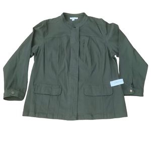 Westport army green utility jacket plus size 1X long sleeve button up casual